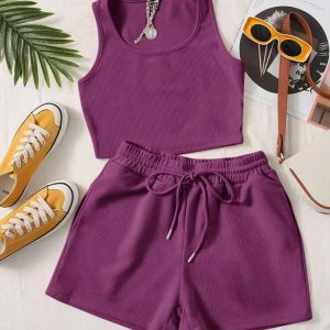 Scoop Neck Tank Top And Track Shorts