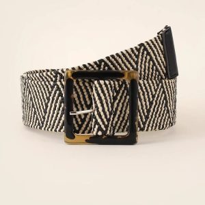 Square Buckle Woven Belt