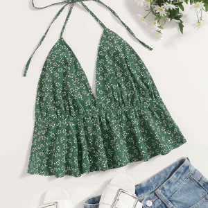 Ditsy Floral Tie Back Halter Top