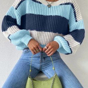 Rib Knit Drop Shoulder Sweater