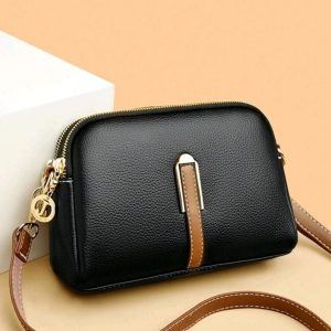 Vintage Litchi Embossed Crossbody Bag